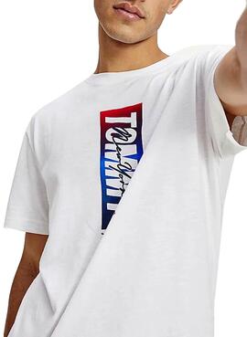 T-Shirt Tommy Jeans Vertical Front Logo Bianco