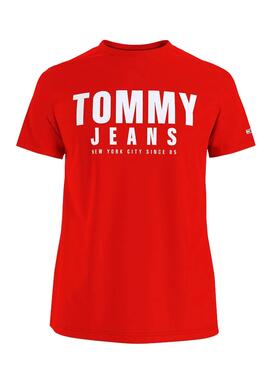 T-Shirt Tommy Jeans Center Chest Rosso per Uomo