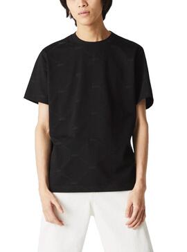 T-Shirt Lacoste Live Monogram Nero per Uomo