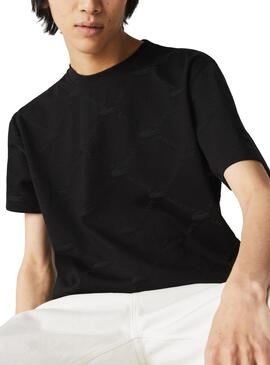 T-Shirt Lacoste Live Monogram Nero per Uomo