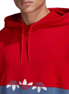 Felpa Adidas Sliced Trefoil Rosso per Uomo