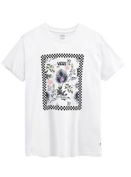 T-Shirt Vans Border Floral Bianco per Donna