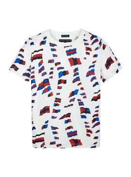 T-Shirt Tommy Hilfiger Multi Flag Bianco