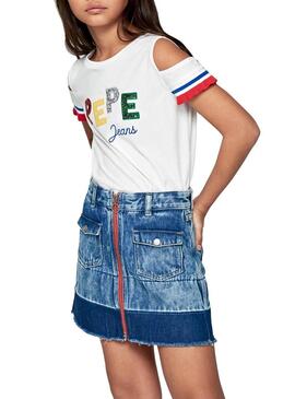 T-Shirt Pepe Jeans Kim Bianco per Bambina