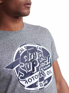 T-Shirt Superdry Brand Language Grigio Uomo