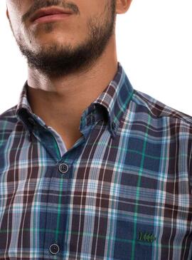 Camicia Klout Quadri Blu y Marron per Uomo