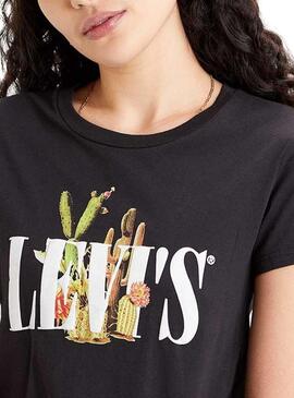 T-Shirt Levis Cactus 90S Serif Logo Nero Donna