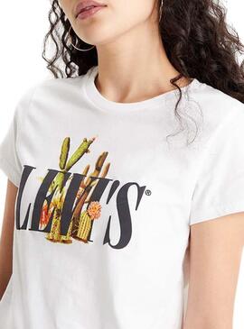 T-Shirt Levis Cactus 90S Serif Logo Bianco Donna