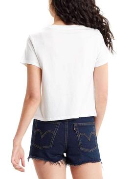 T-Shirt Levis Fiori Bianco per Donna