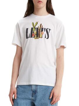 T-Shirt Levis 90S Serif Cactus Bianco Uomo