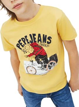 T-Shirt Pepe Jeans Jonathan Giallo per Niño