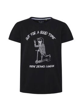 T-Shirt Pepe Jeans Tan Nero per Bambino