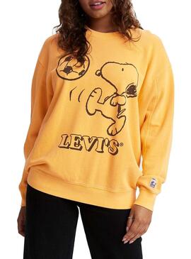 T-Shirt Levis Snoopy Giallo Unbasic per Donna