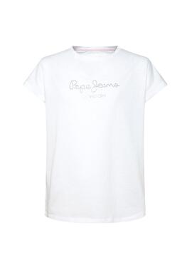 T-Shirt Pepe Jeans Nuria Bianco per Bambina