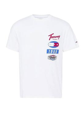 T-Shirt Toppe Tommy Jeans Patches Bianco per Uomo