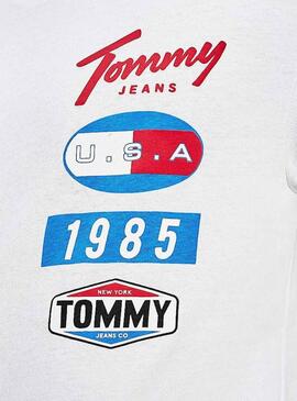 T-Shirt Toppe Tommy Jeans Patches Bianco per Uomo