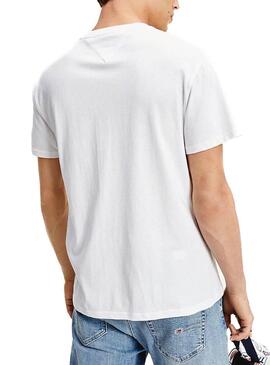 T-Shirt Toppe Tommy Jeans Patches Bianco per Uomo