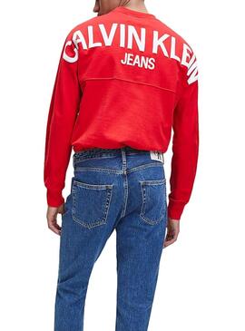 Felpe Calvin Klein Jeans Puff Print Rosso Uomo