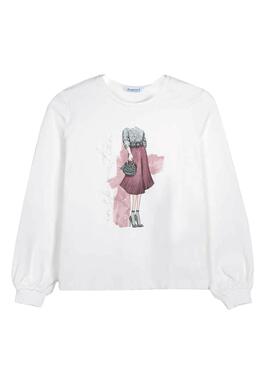 T-Shirt Mayoral Completo Bianco per Bambina