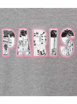 T-Shirt Mayoral Paillettes Parigi Grigio per Bambina