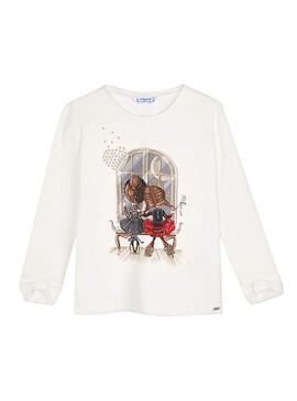 T-Shirt Mayoral Fascetta per maniche Bianco per Bambina