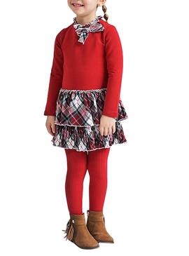 Vestito Mayoral Combinato Quadri Rosso per Bambina