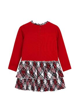 Vestito Mayoral Combinato Quadri Rosso per Bambina