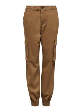 Pantalon Only Madea Cargo Tostado per Donna