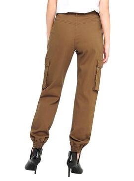 Pantalon Only Madea Cargo Tostado per Donna