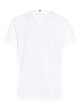 T-Shirt Tommy Hilfiger Flag Tape Bianco per Bambino