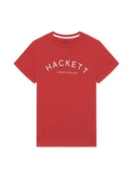 T-Shirt Hackett Basic Logo Rosso per Bambino