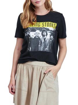 T-Shirt Vila Rolling Stones Nero per Donna