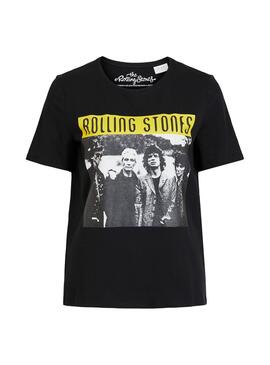 T-Shirt Vila Rolling Stones Nero per Donna