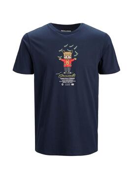 T-Shirt Jack and Jones Dog Blu per Uomo