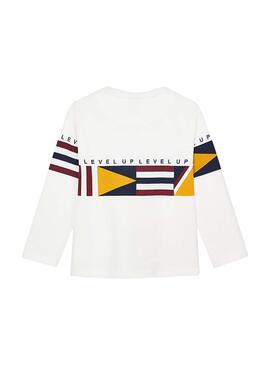 T-Shirt Mayoral Bande Bianco per Bambino