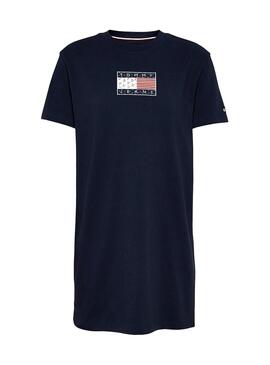 Vestito T-Shirt Logo Tommy Jeans Blu Navy Donna