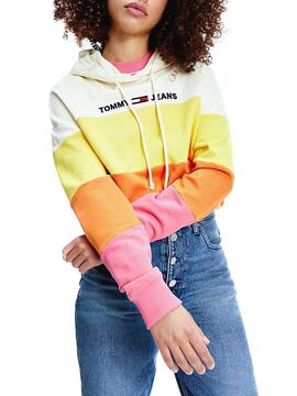 Felpa Tommy Jeans strisce multicolore per Donna