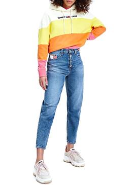 Felpa Tommy Jeans strisce multicolore per Donna
