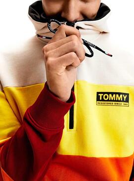 Felpa Tommy Jeans Half zip Colorblock Uomo