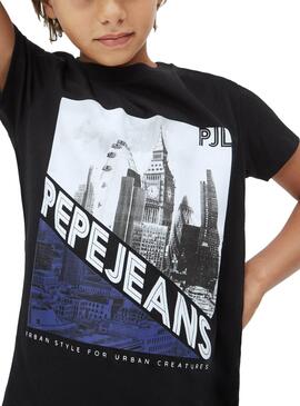 T-Shirt Pepe Jeans Filippo Nero per Bambino