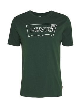 T-Shirt Levis Outline Verde per Uomo
