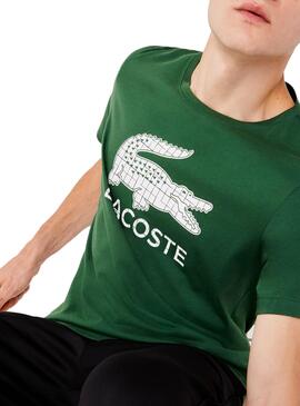 T-Shirt Lacoste Geometrico Verde per Uomo