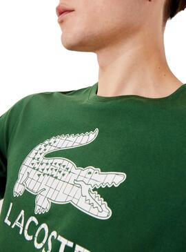 T-Shirt Lacoste Geometrico Verde per Uomo