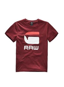 T-Shirt G Star Raw Logo Bordeaux per Bambino