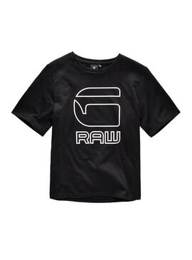T-Shirt G Star Raw Logo Nero per Bambina