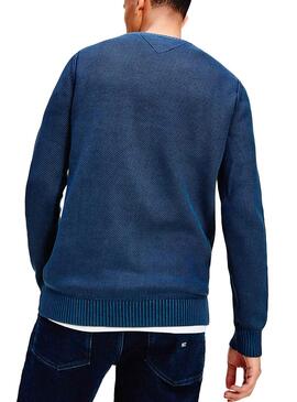 Pullover Tommy Jeans Washed Blu per Uomo