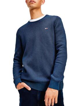 Pullover Tommy Jeans Washed Blu per Uomo