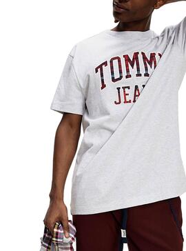 T-Shirt Tommy Jeans Collegiate Grigio per Uomo
