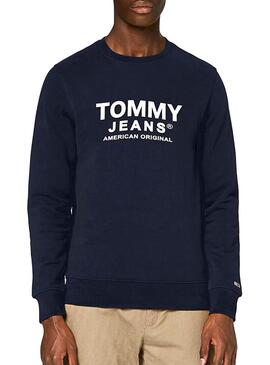 Felpa Tommy Jeans American Original Blu Uomo