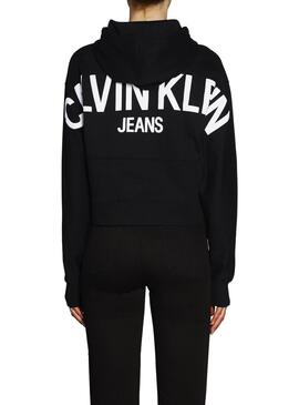 Felpa Calvin Klein Jeans Cropped Nero Donna